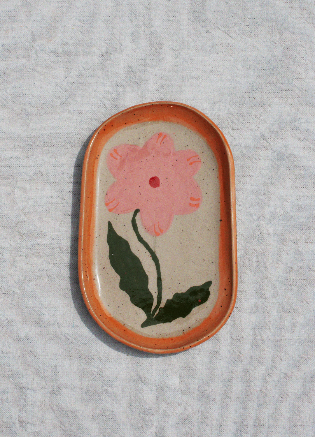 Arc Oval Plate - Pink Flower