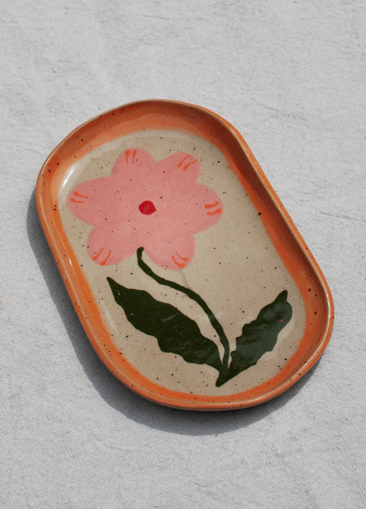 Arc Oval Plate - Pink Flower