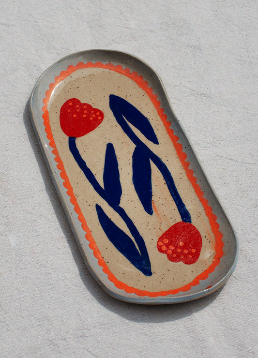 Arc Oval Plate - Double Flowers