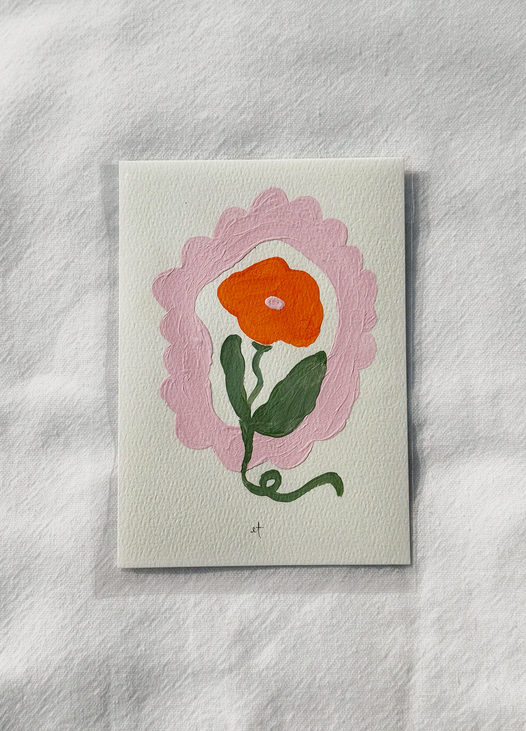 Floral Frame Painting - Orange & Pink