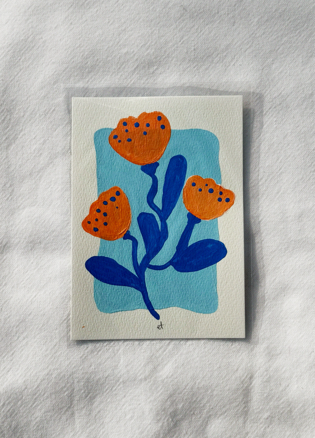 Garden Painting - Blue & Orange