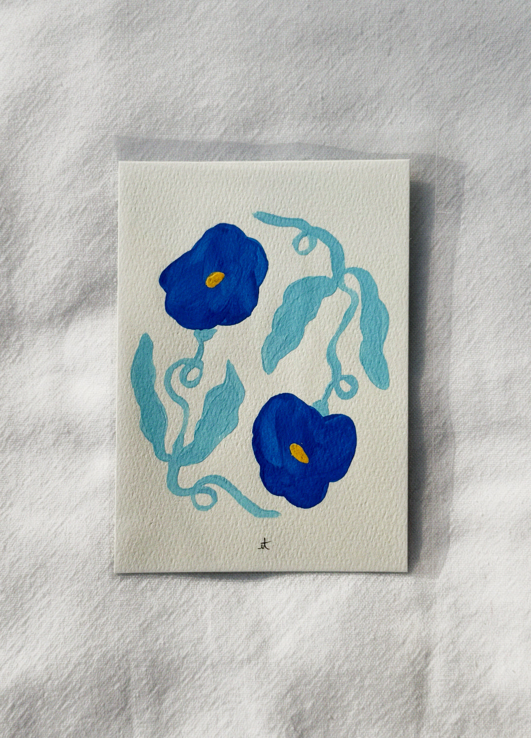 Double Floral Painting - Blue