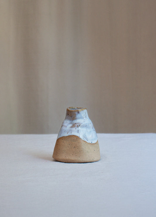 White & Light Blue Slush Mini Vase