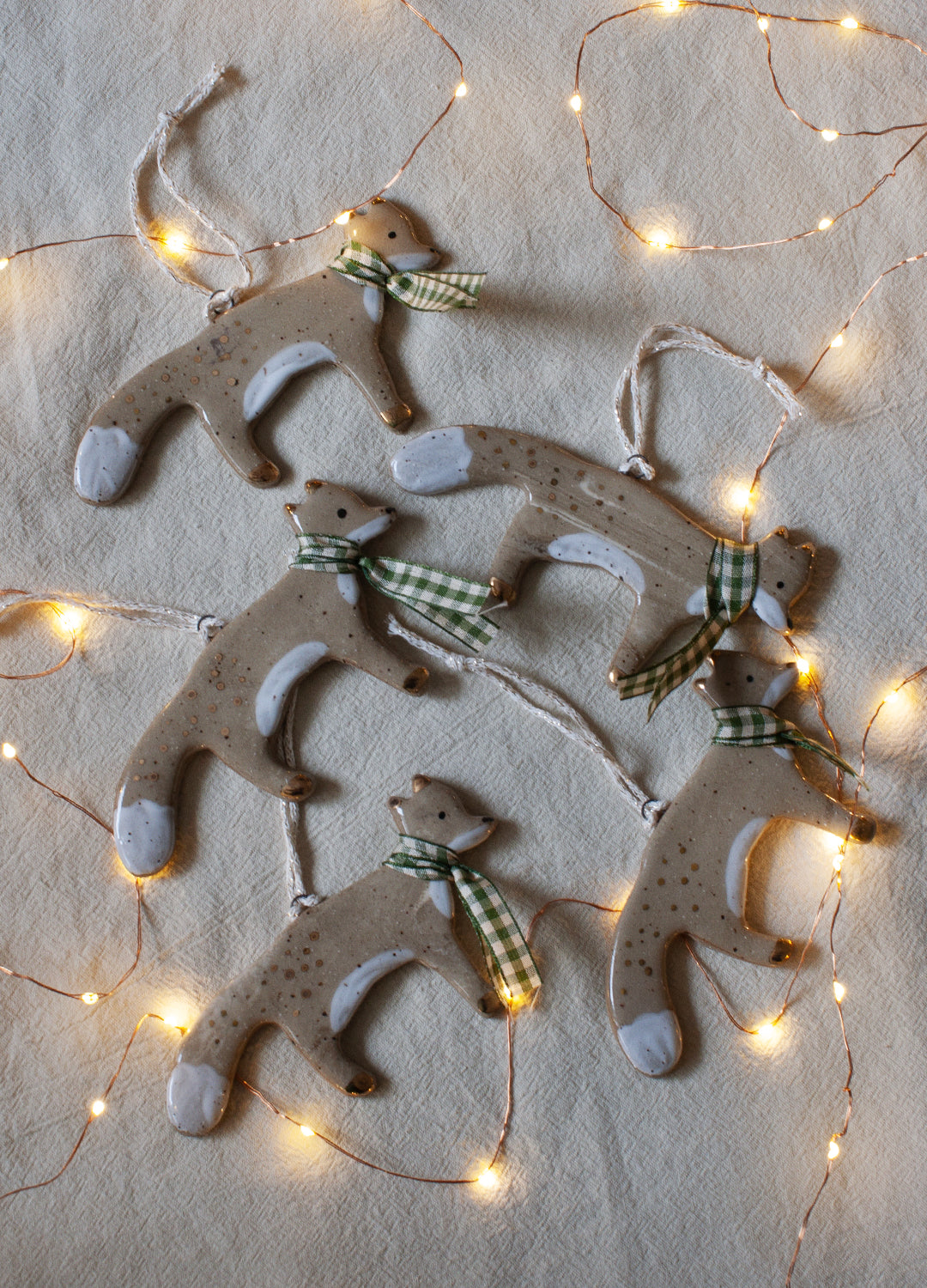 Fox Ornament - Green Scarf