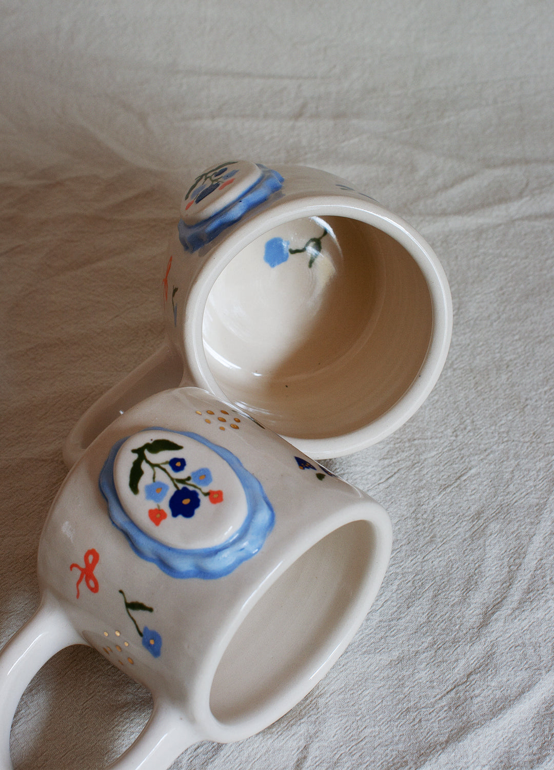 Floral Frame Mug - Blue & Orange