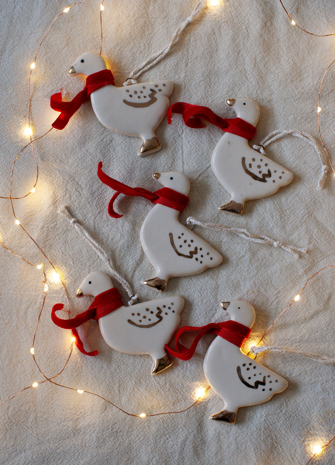 Duck Ornament - Red Velvet Scarf