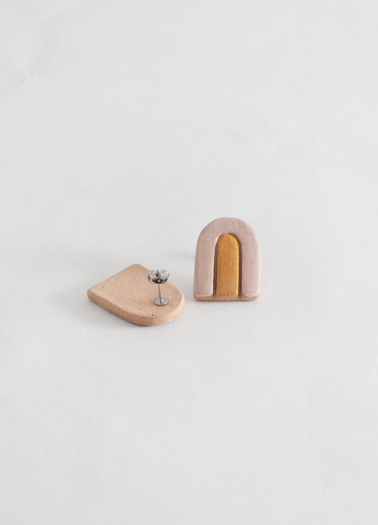 Large Arch Earrings - Light Pink
