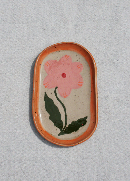 Arc Oval Plate - Pink Flower