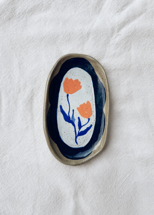 Blue & Orange Flower Plate