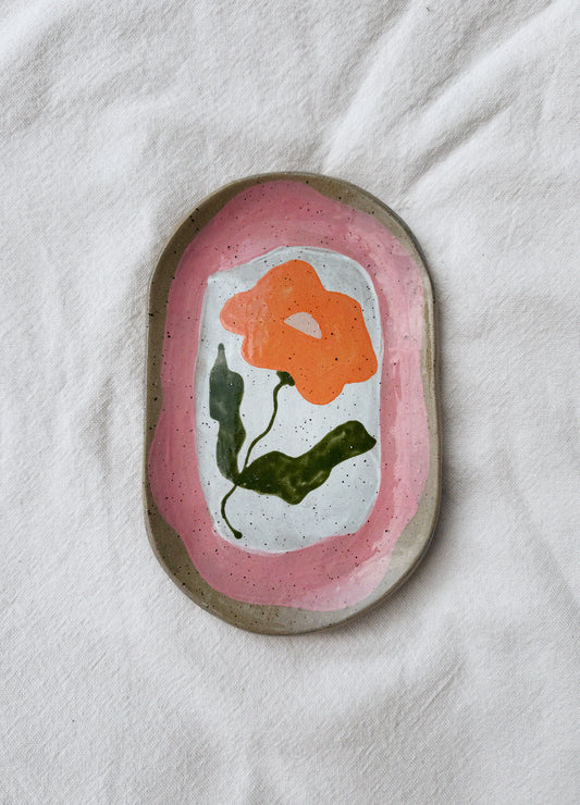 Pink & Orange Flower Plate