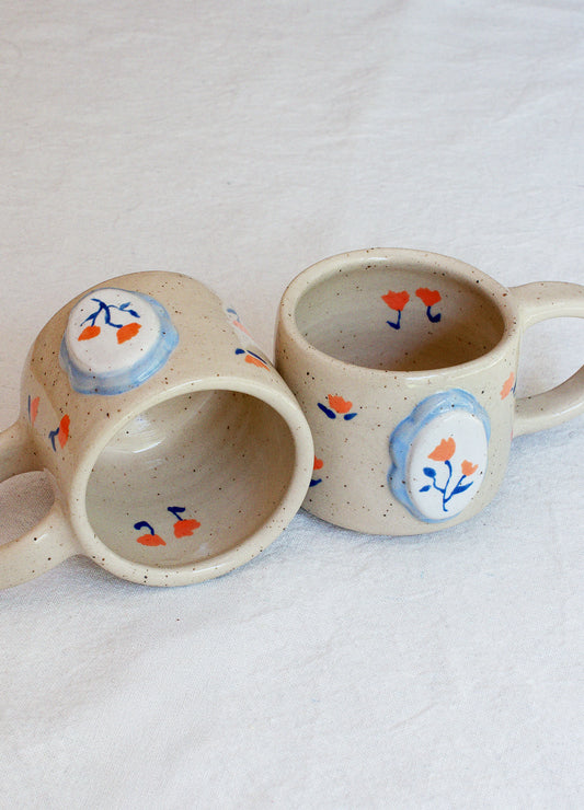 Floral Frame Mug - Blue