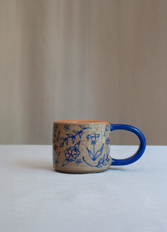 Blue & Orange Floral Mug (One-Off)
