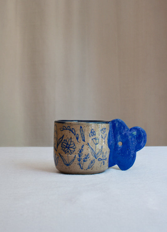 Blue Flower Handle Mug (One-Off)