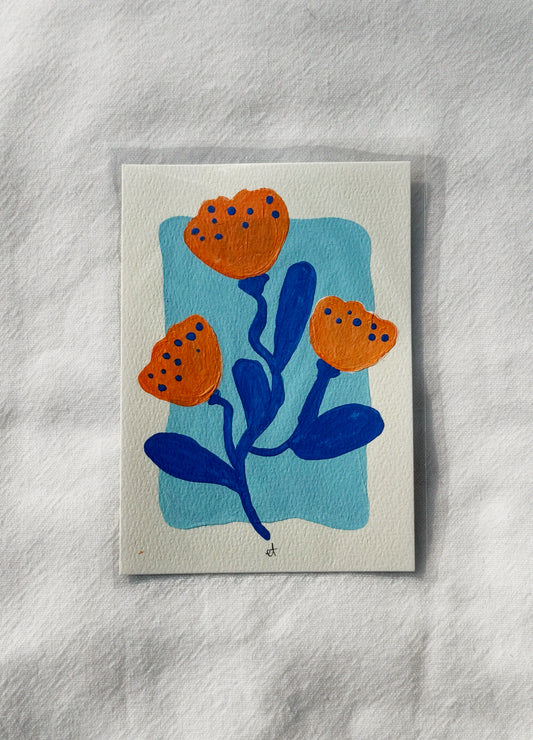 Garden Painting - Blue & Orange