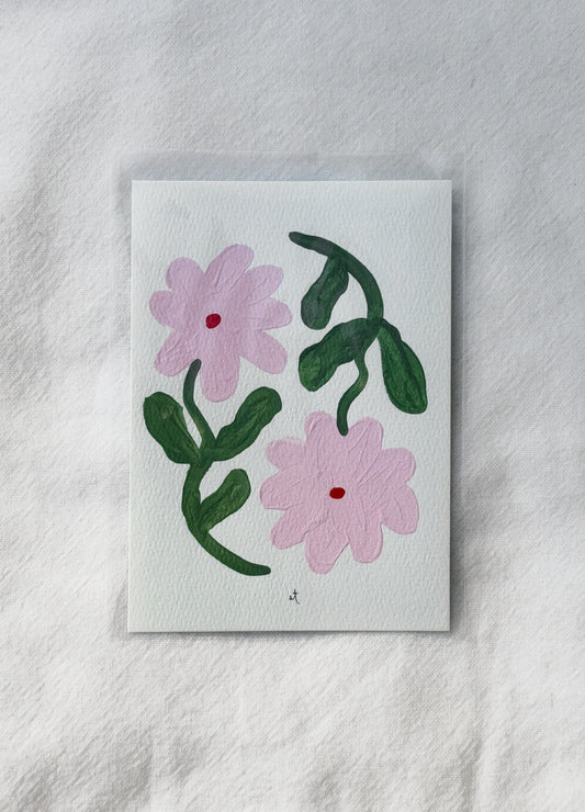 Double Floral Painting - Pink