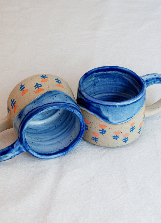 Dark Blue Flower Slush Mug