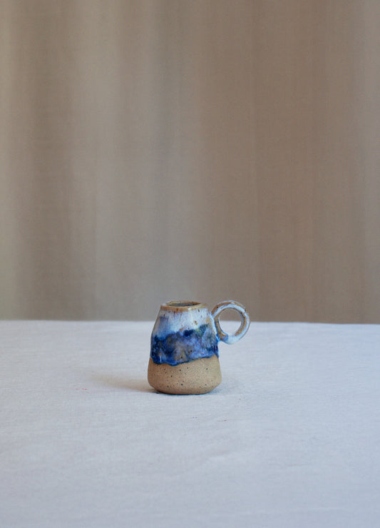 Blue & White Slush Mini Vase with Handle