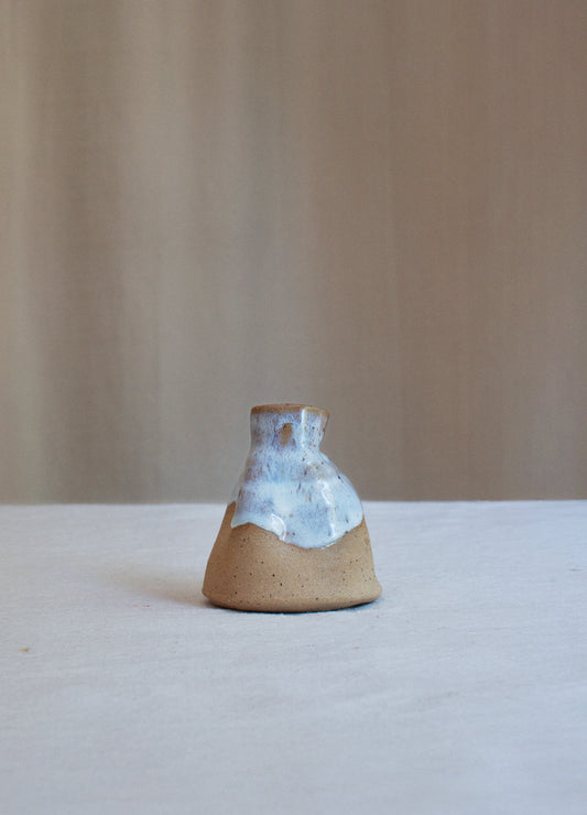 White & Light Blue Slush Mini Vase