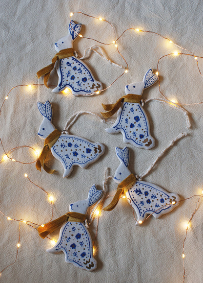 Bunny Ornament - Gold Scarf