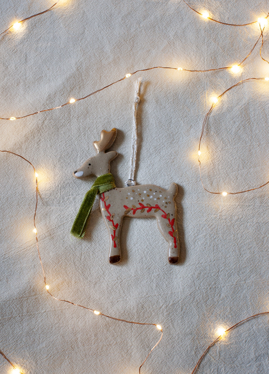 Reindeer Ornament - Green Scarf