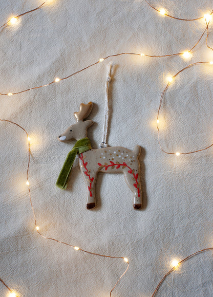 Reindeer Ornament - Green Scarf