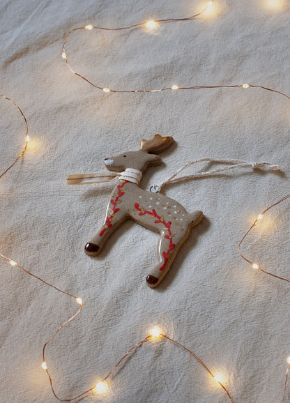 Reindeer Ornament - White & Gold Scarf