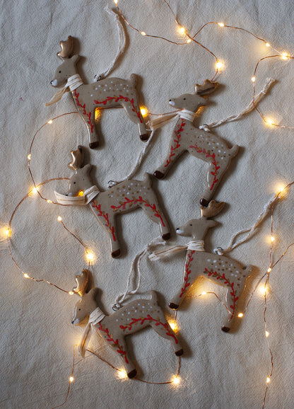 Reindeer Ornament - White & Gold Scarf