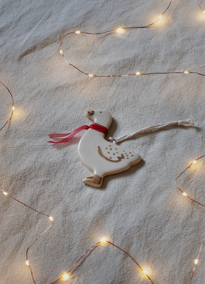 Duck Ornament - Red Scarf