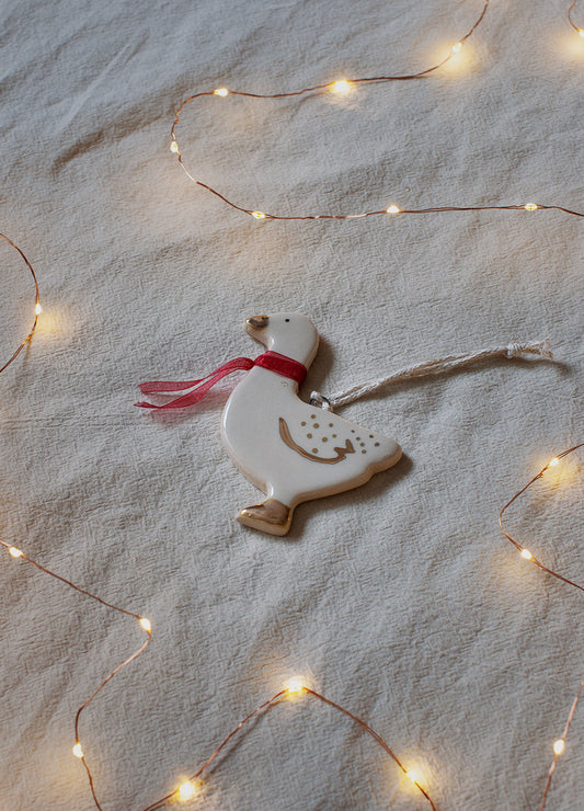 Duck Ornament - Red Scarf