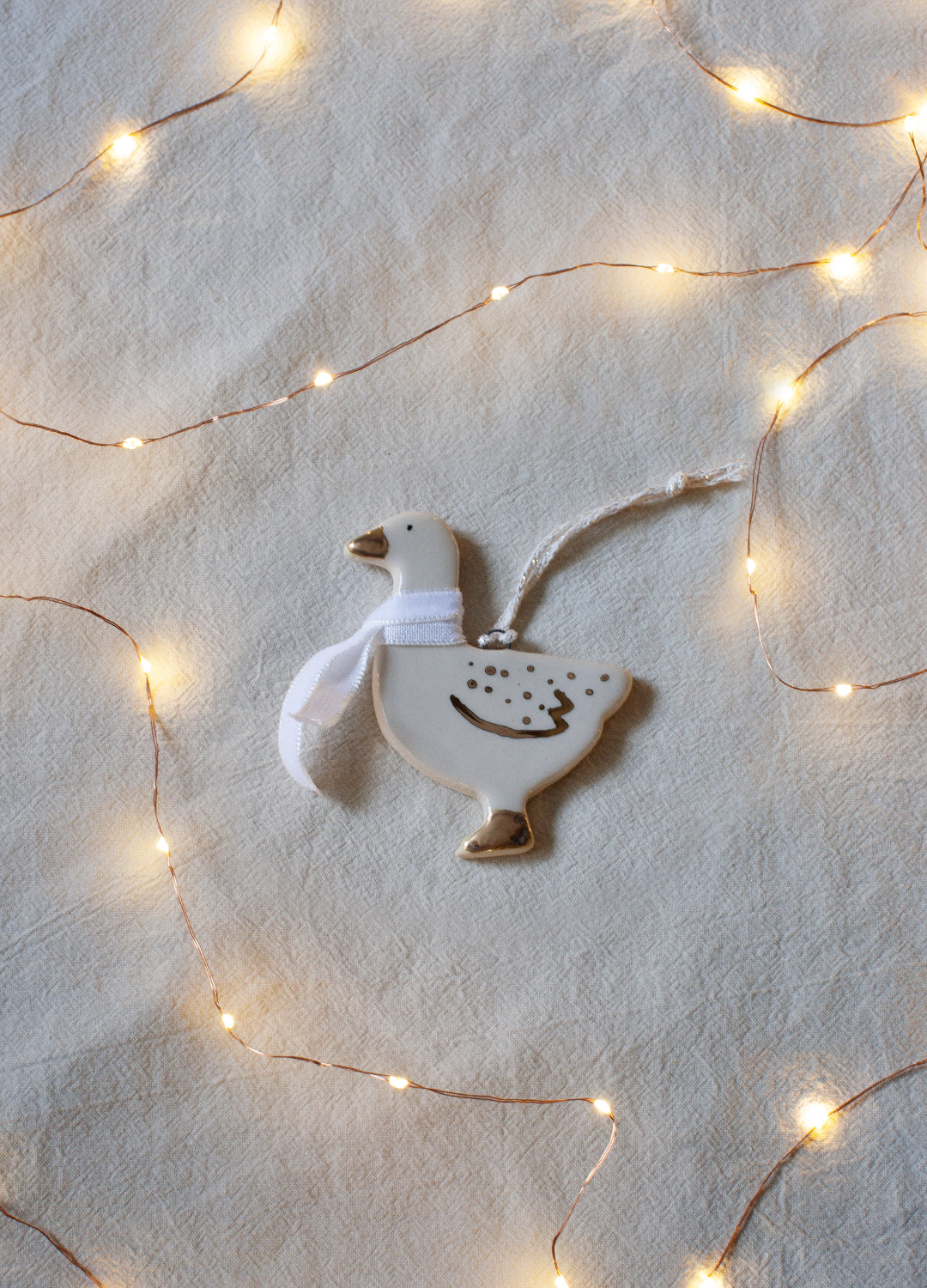 Duck Ornament - White Scarf