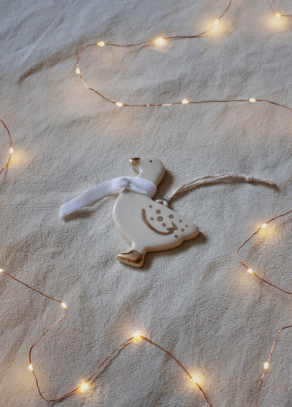 Duck Ornament - White Scarf