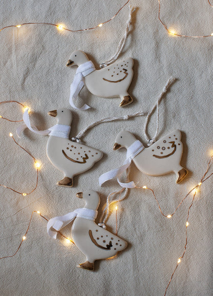 Duck Ornament - White Scarf