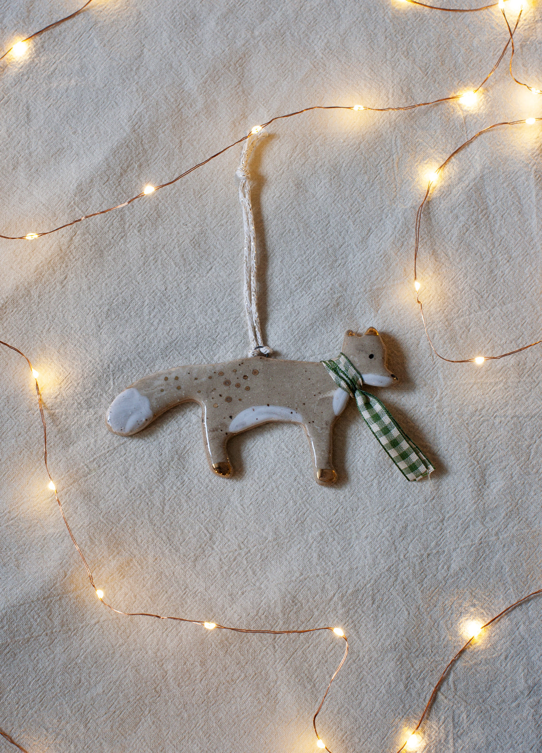 Fox Ornament - Green Scarf