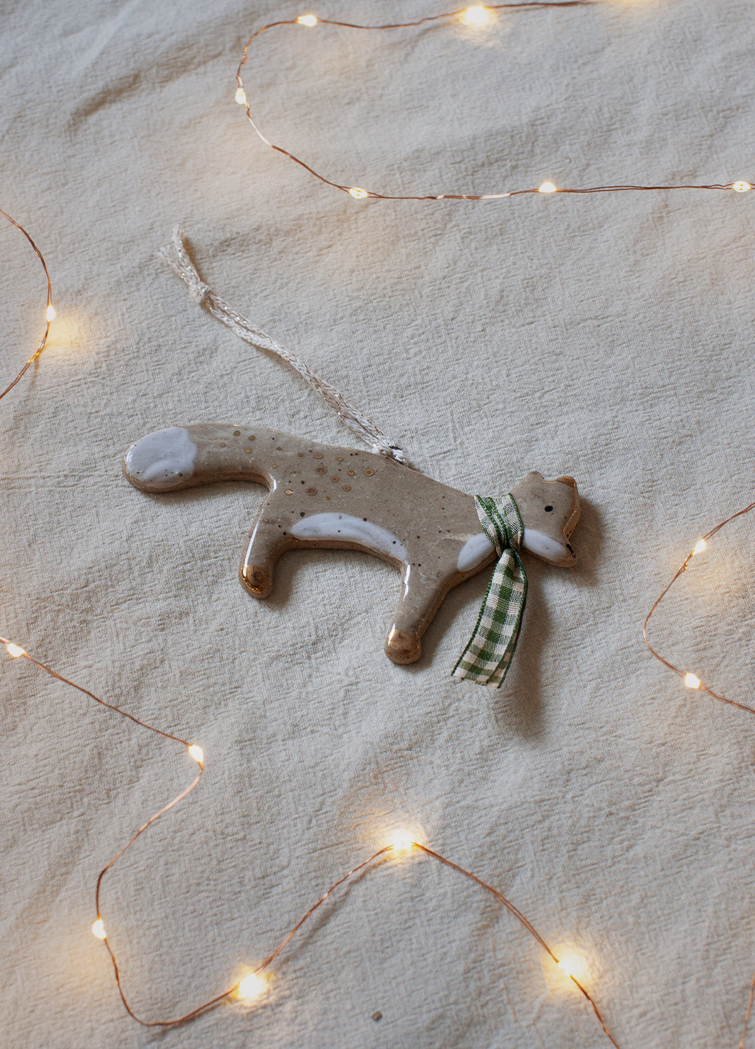 Fox Ornament - Green Scarf