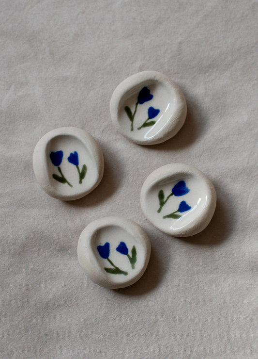 Dark Blue Double Flowers Calming Stone