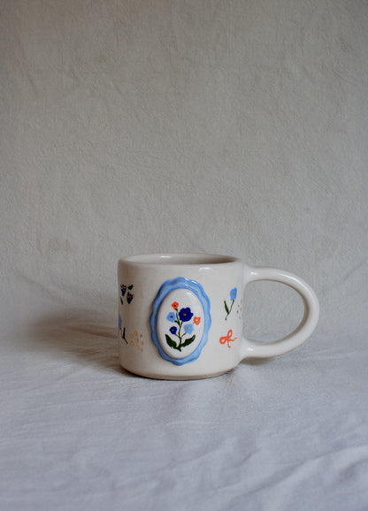 Floral Frame Mug - Blue & Orange