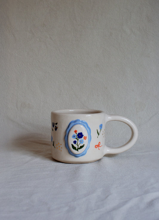 Floral Frame Mug - Blue & Orange