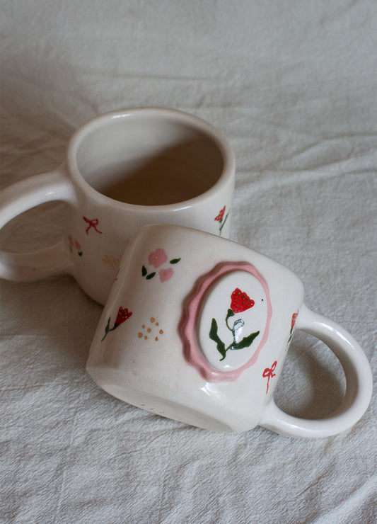 Floral Frame Mug - Red