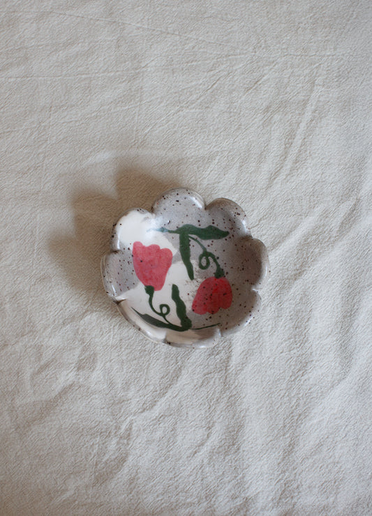 Red Double Flowers Ring Dish