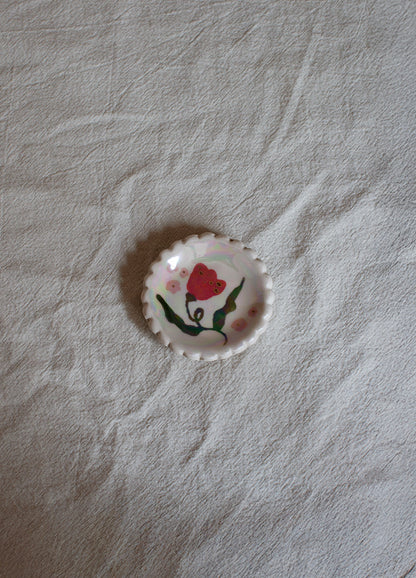 Red Flower Opal Ring Dish - Small
