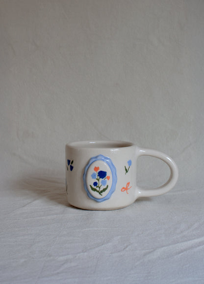 SECONDS: Floral Frame Blue Mug
