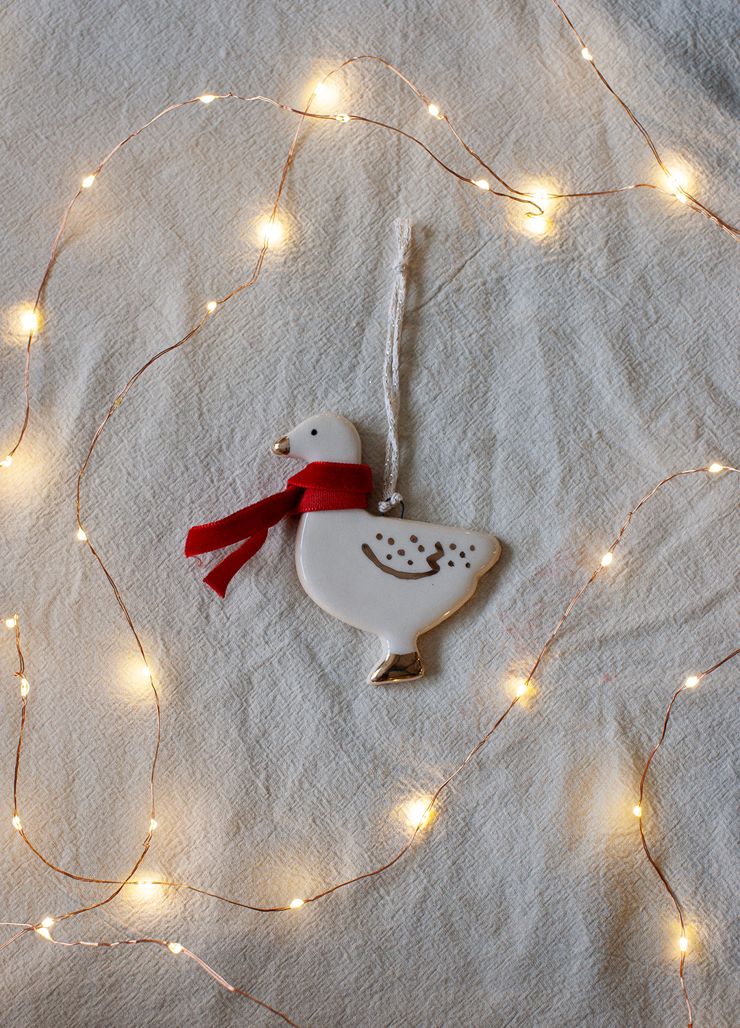 Duck Ornament - Red Velvet Scarf