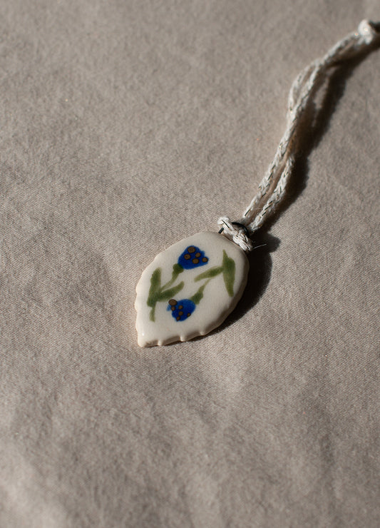 Double Blue Flowers Mini Ornament