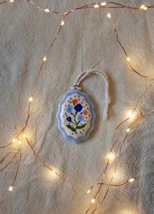 Frame Blue Floral Ornament