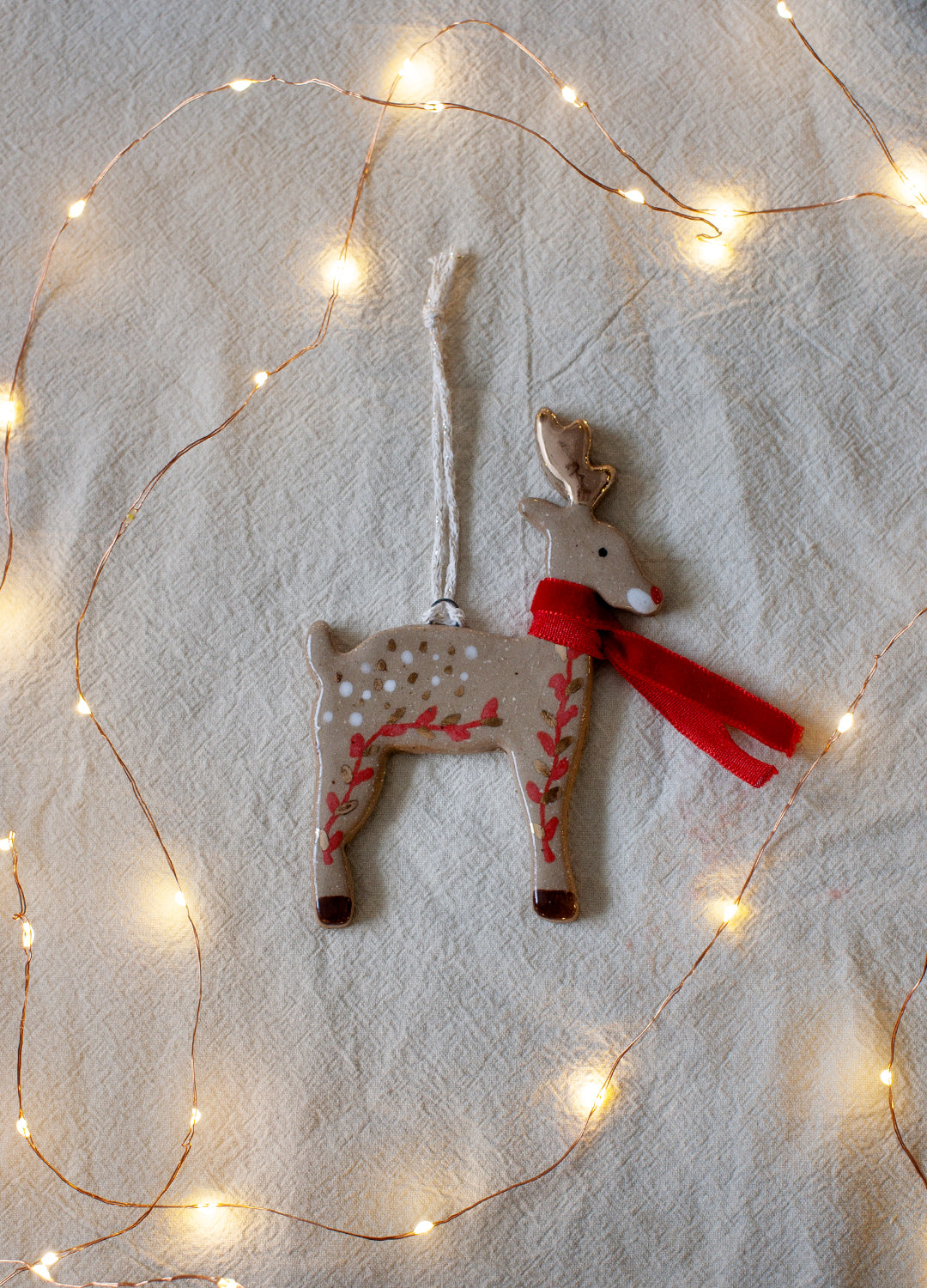 Reindeer Ornament - Red Scarf