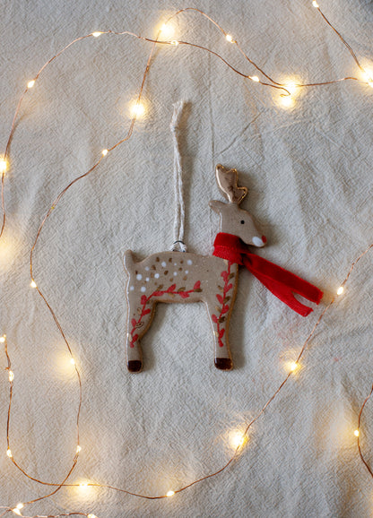 Reindeer Ornament - Red Scarf